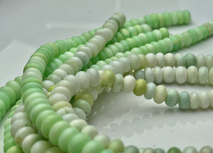 7-9mm Natural Smooth Rondelle Green Opal Large Hole Gemstone Beads Hole Size 1.0mm Genuine Peruvian Opal 8 Inches Strand #4236