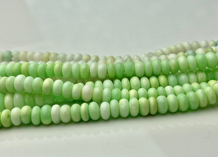 7-9mm Natural Smooth Rondelle Green Opal Large Hole Gemstone Beads Hole Size 1.0mm Genuine Peruvian Opal 8 Inches Strand #4236
