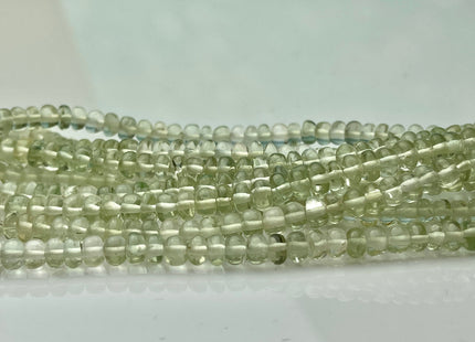 5-7mm Natural Green Amethyst Large Hole Gemstone Beads Smooth Rondelle Hole Size 1.0mm 8 Inches Strand #4288