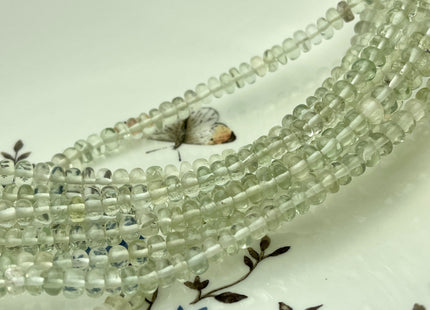 5-7mm Natural Green Amethyst Large Hole Gemstone Beads Smooth Rondelle Hole Size 1.0mm 8 Inches Strand #4288