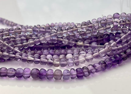 5-8mm Natural Purple Amethyst Large Hole Gemstone Beads Smooth Rondelle Hole Size 1.0mm 8 Inches Strand #4290