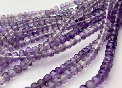 5-8mm Natural Purple Amethyst Large Hole Gemstone Beads Smooth Rondelle Hole Size 1.0mm 8 Inches Strand #4290