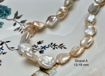 11-18 mm AAA Very Rare High Luster Natural Mauve Pink Flat Keshi Freshwater Pearl Beads #P2336