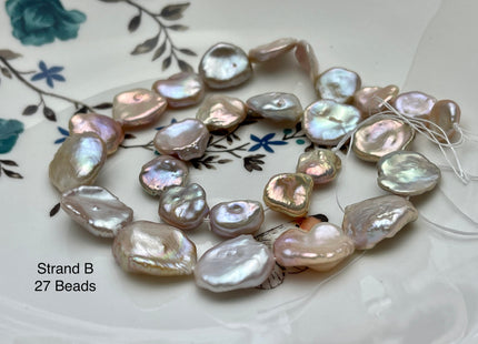 11-18 mm AAA Very Rare High Luster Natural Mauve Pink Flat Keshi Freshwater Pearl Beads #P2336
