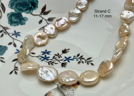 11-18 mm AAA Very Rare High Luster Natural Mauve Pink Flat Keshi Freshwater Pearl Beads #P2336
