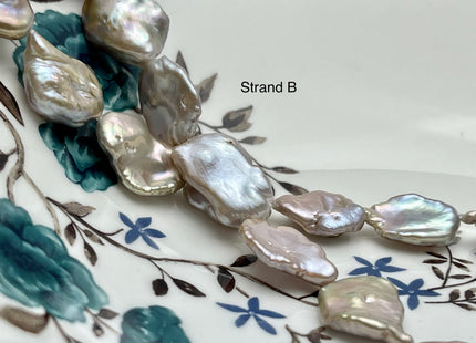 12-19 mm AAA Very Rare High Luster Natural Champagne Seaweed Mauve Pink Flat Keshi Freshwater Pearl Beads #P2335