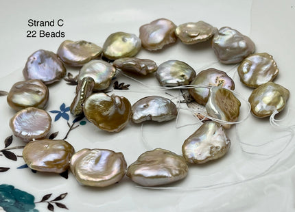 12-19 mm AAA Very Rare High Luster Natural Champagne Seaweed Mauve Pink Flat Keshi Freshwater Pearl Beads #P2335