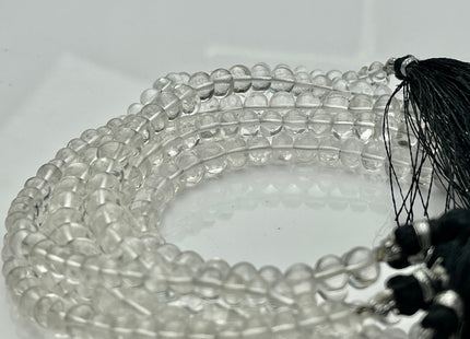 5-10 mm Natural Smooth Rondelle Crystal Quartz 8 inches Strand #4293