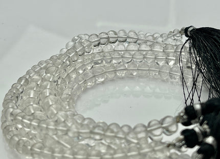 5-10 mm Natural Smooth Rondelle Crystal Quartz 8 inches Strand #4293