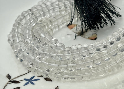 5-10 mm Natural Smooth Rondelle Crystal Quartz 8 inches Strand #4293