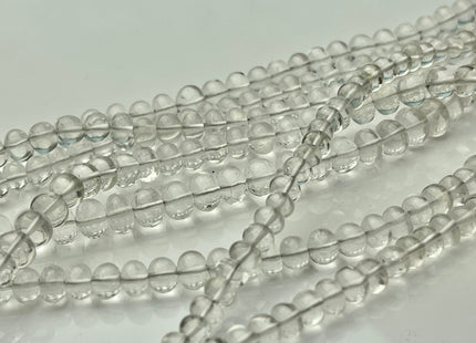 5-10 mm Natural Smooth Rondelle Crystal Quartz 8 inches Strand #4293