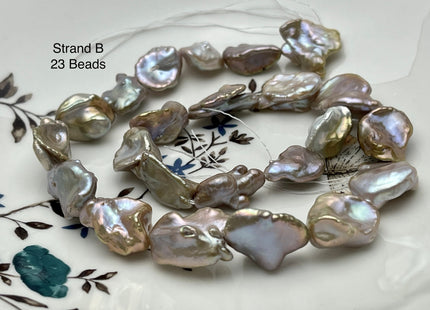 11-17 mm AAA Very Rare Natural Champagne Seaweed Mauve Pink Flat Keshi Freshwater Pearl Beads #P2339
