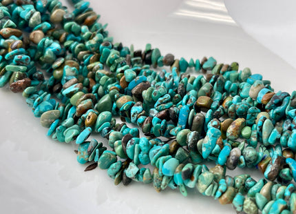 36 Inches Necklace 9 mm Natural Turquoise Chips Genuine Natural Color Turquoise Chip Stands #2216