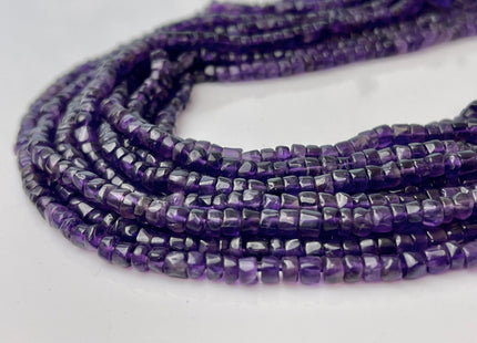 4-5mm Natural Purple Amethyst Smooth Heishi Tyre Gemstone Beads 13 Inches Strand #4295