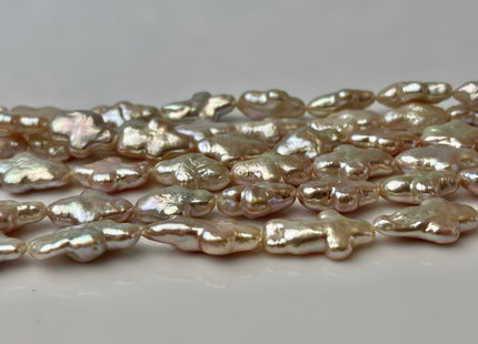 9-10x15 mm AAA High Luster Natural Pink Cross Coin Freshwater Pearls 27-28 Beads #P2342