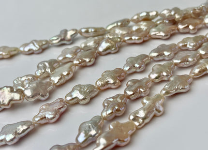 9-10x15 mm AAA High Luster Natural Pink Cross Coin Freshwater Pearls 27-28 Beads #P2342