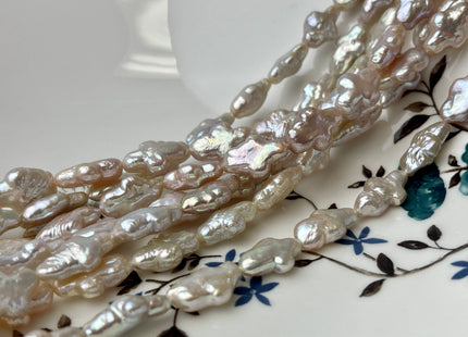 9-10x15 mm AAA High Luster Natural Pink Cross Coin Freshwater Pearls 27-28 Beads #P2342