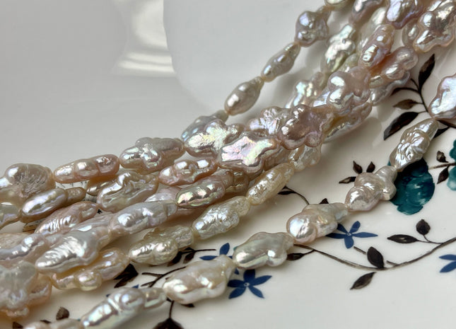 9-10x15 mm AAA High Luster Natural Pink Cross Coin Freshwater Pearls 27-28 Beads #P2342