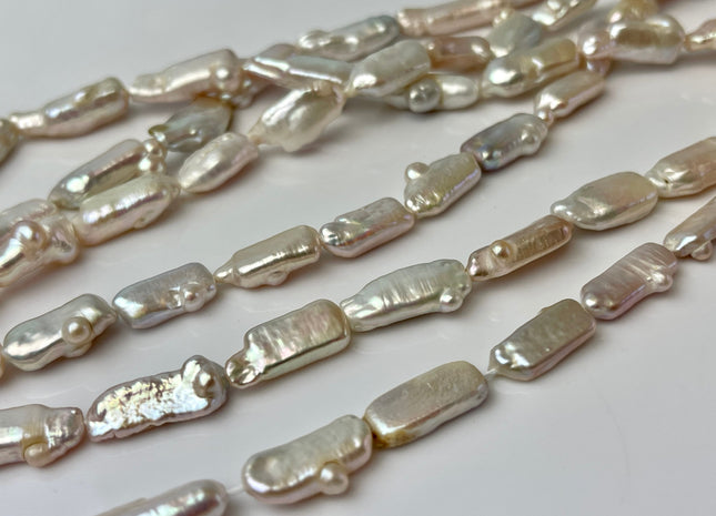 7-8x15 mm Natural Pink Color Rectangle Coin Freshwater Pearl Beads #P2341