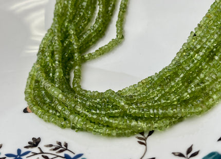 3.5-4 mm Natural Green Peridot Smooth Heishi Tyre Gemstone Beads 13 Inches Strand #4296