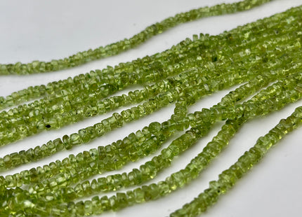 3.5-4 mm Natural Green Peridot Smooth Heishi Tyre Gemstone Beads 13 Inches Strand #4296