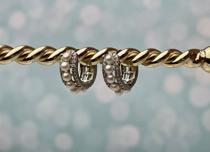 Natural White Freshwater Pearl Hoop Earring Sterling Silver/Gold Earrings