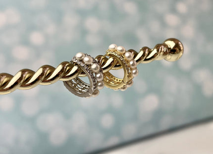 Natural White Freshwater Pearl Hoop Earring Sterling Silver/Gold Earrings