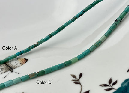 3x6 mm AAA 100% All Natural Turquoise Tube Shape Genuine Natural Multi Green Brown Color Turquoise Gemstones 16 Inches Strand 65 Beads #4299