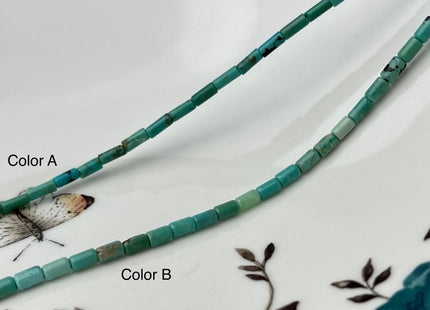 3x6 mm AAA 100% All Natural Turquoise Tube Shape Genuine Natural Multi Green Brown Color Turquoise Gemstones 16 Inches Strand 65 Beads #4299