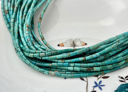 3x6 mm AAA 100% All Natural Turquoise Tube Shape Genuine Natural Multi Green Brown Color Turquoise Gemstones 16 Inches Strand 65 Beads #4299