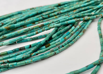 3x6 mm AAA 100% All Natural Turquoise Tube Shape Genuine Natural Multi Green Brown Color Turquoise Gemstones 16 Inches Strand 65 Beads #4299