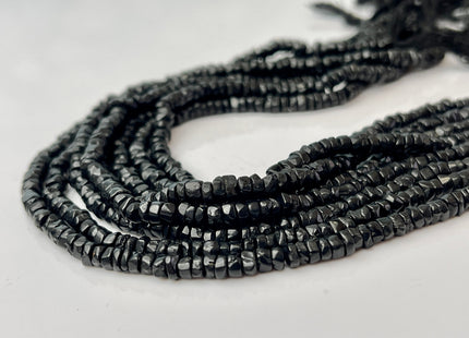 4mm Natural Black Spinel Smooth Heishi Tyre Gemstone Beads 13 Inches Strand #4303