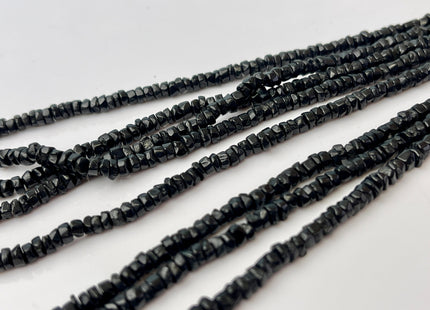 4mm Natural Black Spinel Smooth Heishi Tyre Gemstone Beads 13 Inches Strand #4303