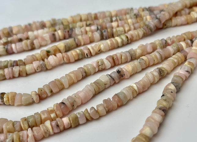 4-5 mm Natural Peruvian Pink Opal Smooth Heishi Tyre Gemstone Beads 13 Inches Strand #4305
