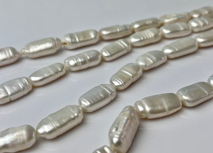 10x17-20 mm Natural White Rectangle Coin Freshwater Pearls #1337