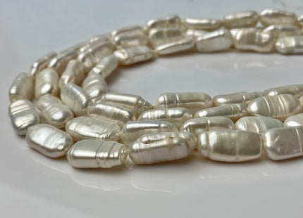 10x17-20 mm Natural White Rectangle Coin Freshwater Pearls #1337