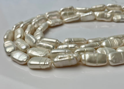 10x17-20 mm Natural White Rectangle Coin Freshwater Pearls #1337