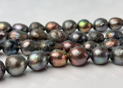 14x16-17 mm Large Hole Dark Peacock Baroque Pearl 2.1mm Hole Rare Edison Pearl Beads Jumbo Baroque Freshwater Pearl Beads #268