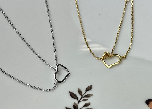 Genuine 925 Sterling Silver Necklace With Heart Shape Dangle Setting For Half Drilled Pearl Beads Silver Heart Pendant DIY Jewelry #10079