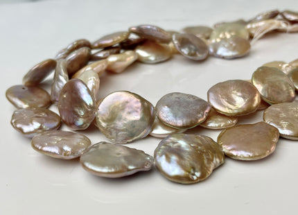 18-20 mm AA Mauve Pink Freshwater Large Coin Pearl Beads #P2345