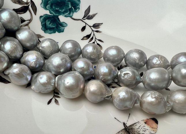 14-18 mm Pinkish Gray Color Edison Baroque Freshwater Pearl Beads Genuine Cultured Edison Pearl 26 Beads P2282
