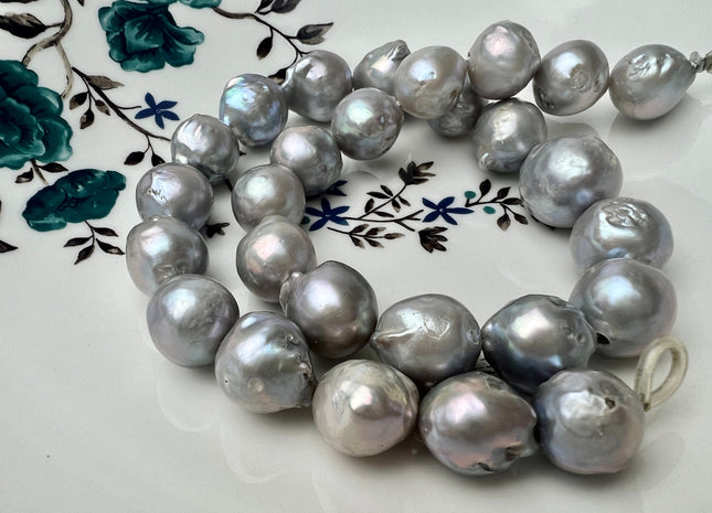 14-18 mm Pinkish Gray Color Edison Baroque Freshwater Pearl Beads Genuine Cultured Edison Pearl 26 Beads P2282