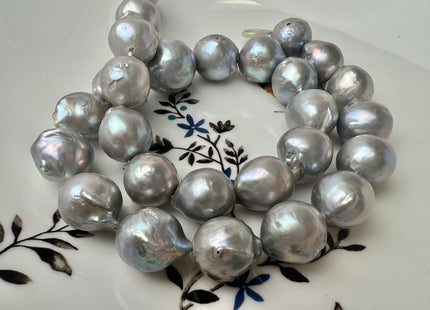 14-18 mm Pinkish Gray Color Edison Baroque Freshwater Pearl Beads Genuine Cultured Edison Pearl 26 Beads P2282