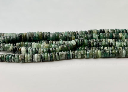 4-6 mm Smooth Rondelle Heishi Tire Shape Natural Green Emerald Gemstone Beads Genuine Emerald Loose Beads 8/16 Inches #4257