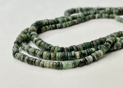 4-6 mm Smooth Rondelle Heishi Tire Shape Natural Green Emerald Gemstone Beads Genuine Emerald Loose Beads 8/16 Inches #4257