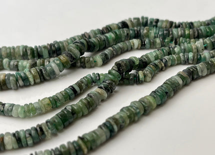 4-6 mm Smooth Rondelle Heishi Tire Shape Natural Green Emerald Gemstone Beads Genuine Emerald Loose Beads 8/16 Inches #4257