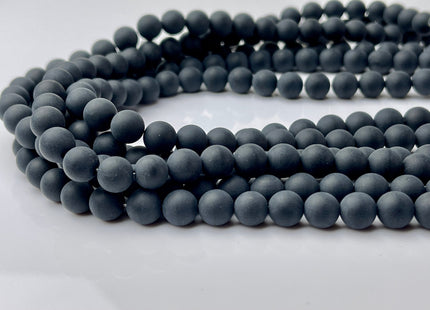 4mm 6mm 8mm 10mm Matte Smooth Round Black Onyx Gemstone Beads 15.5 Inches #4287