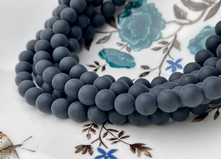 4mm 6mm 8mm 10mm Matte Smooth Round Black Onyx Gemstone Beads 15.5 Inches #4287
