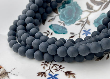 4mm 6mm 8mm 10mm Matte Smooth Round Black Onyx Gemstone Beads 15.5 Inches #4287