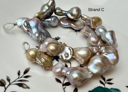 One-Of-A-Kind 15x20-18x35 mm Large Baroque Pearl Beads Genuine Natural Mauve Seaweed Pink Pearls #P2290